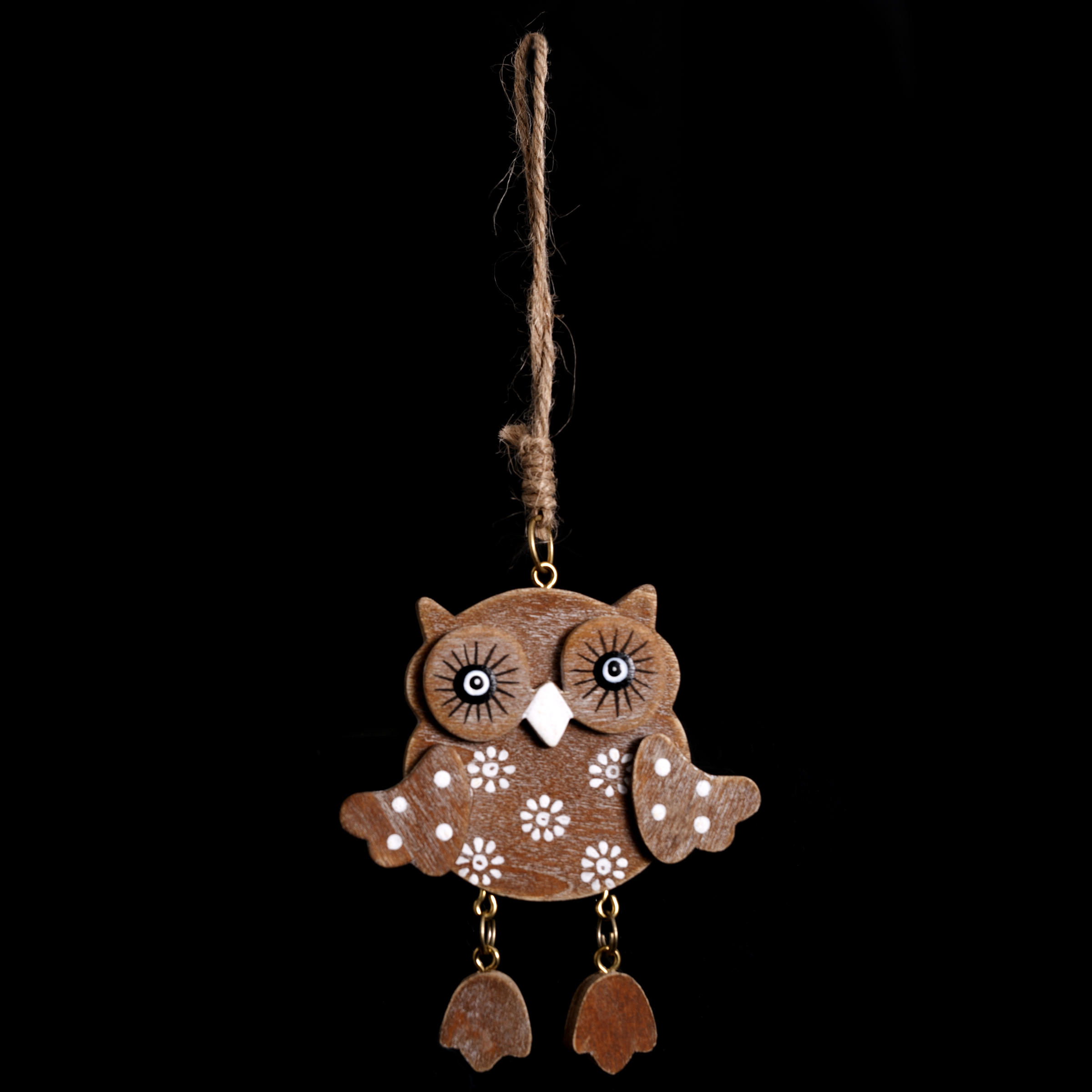 Hibou bicolore pattes suspendu